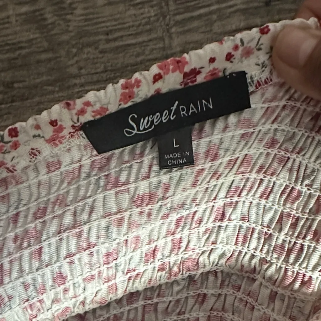 Sweet Rain Floral Pink Dress with Puff Sleeves - Image 3