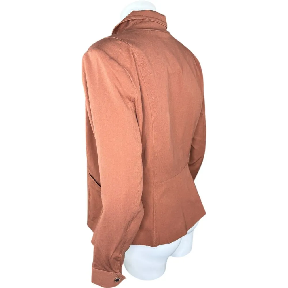 Isaac Mizrahi Live! 24/7 Stretch Zip Front Moto Jacket Cognac 10 NWOT Brown - Image 12