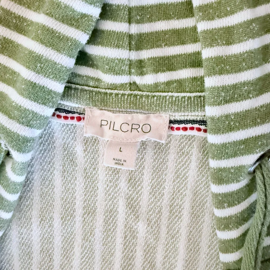 Anthropologie Pilcro Green Wharfside Striped Hoodie Women’s Large Boho Chic - Image 6