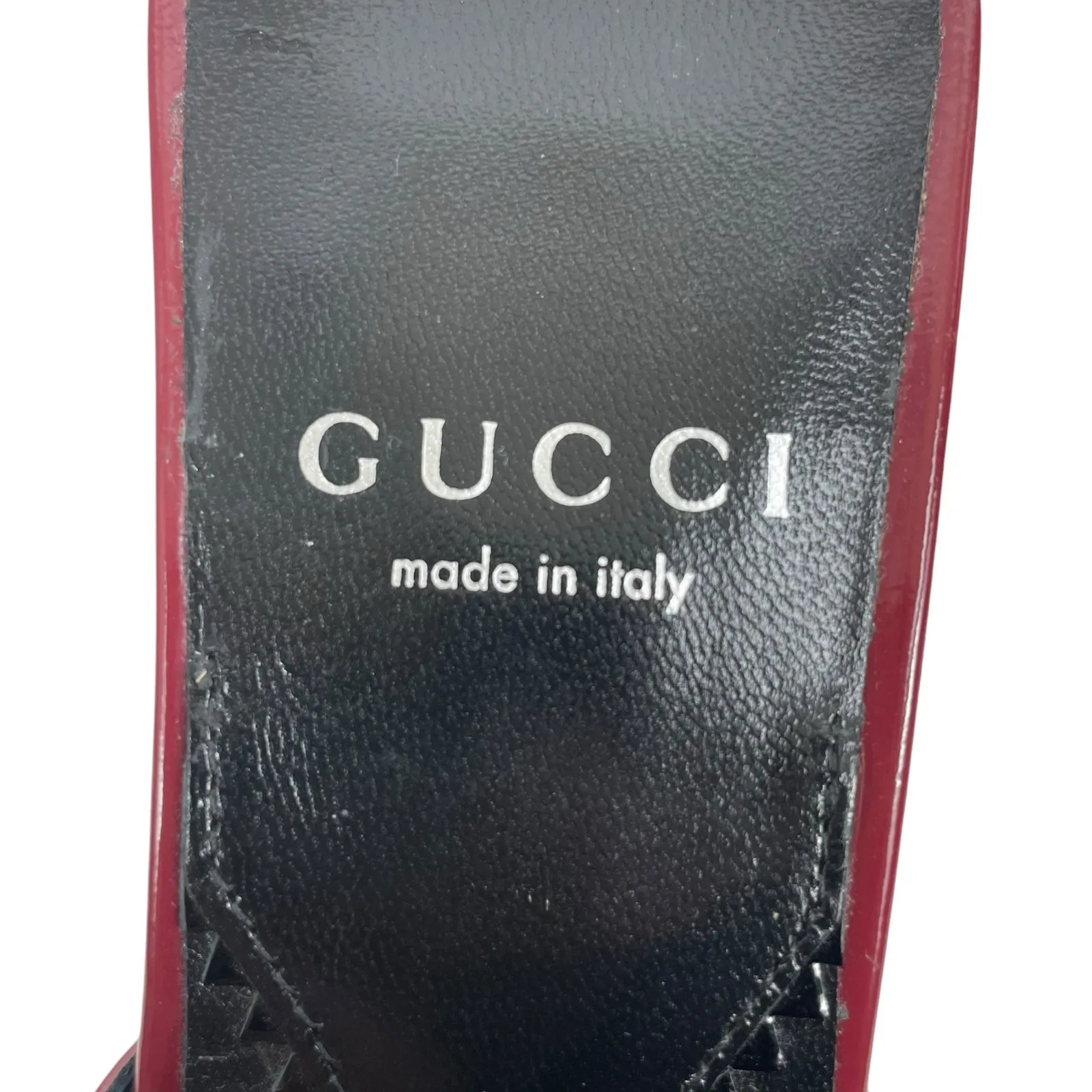 Gucci Mariame Horsebit Leather Thong Sandals Kitten Heel Red Size 36.5 - Image 11