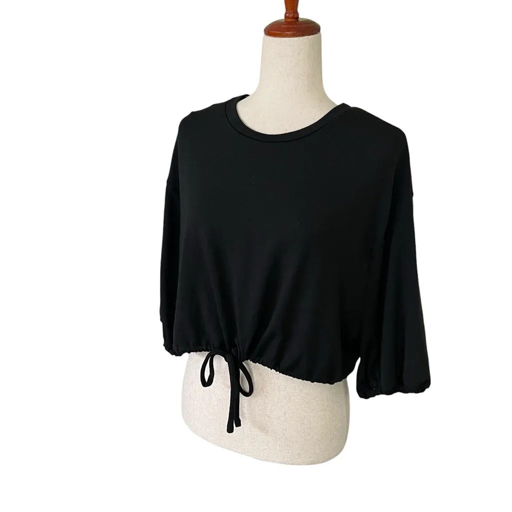 HYFVE black cropped top with a drawstring hem and balloon sleeves - Image 6