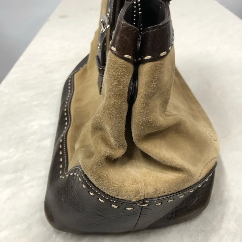 Vintage Coach purse satchel Suede w/Leather trim handbag - Image 4