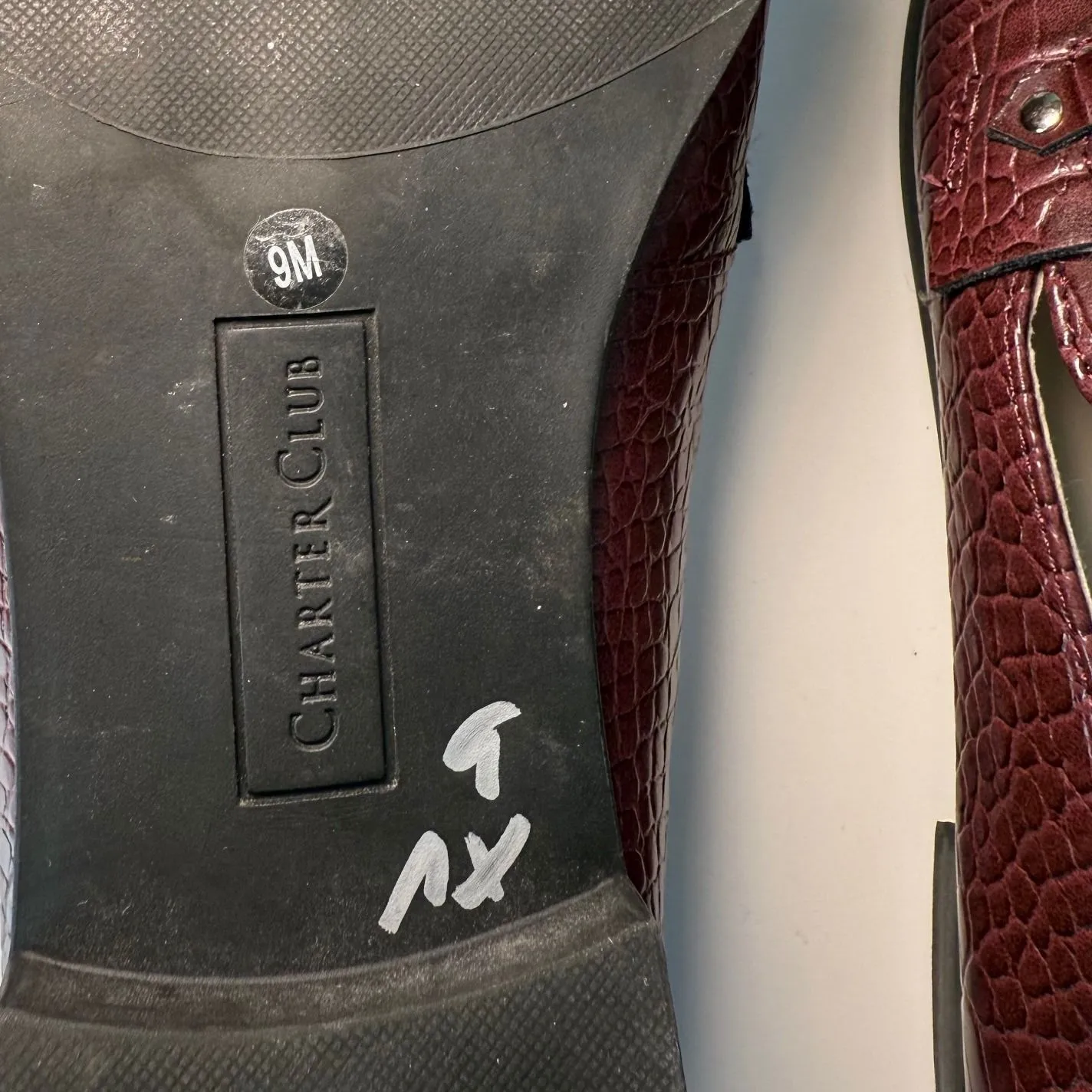 Charter Club‎ Burgundy Croc Embossed Chain Loafer Flats Women's Shoes Size 9 - Image 10