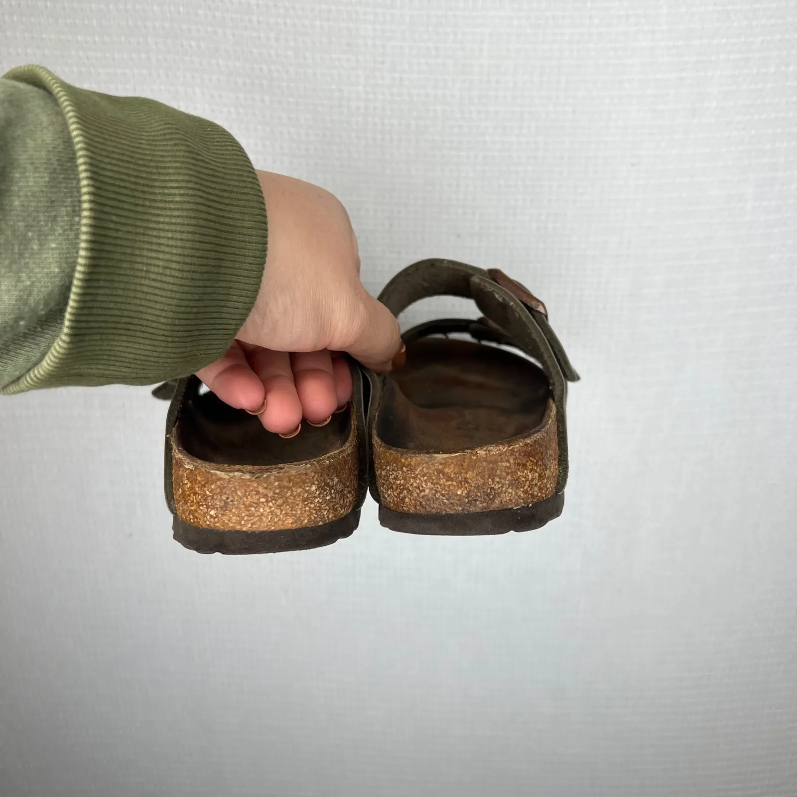 Birkenstock Arizona 37 Taupe Leather Double Strap Cork Footbed Sandals Women's - Image 6