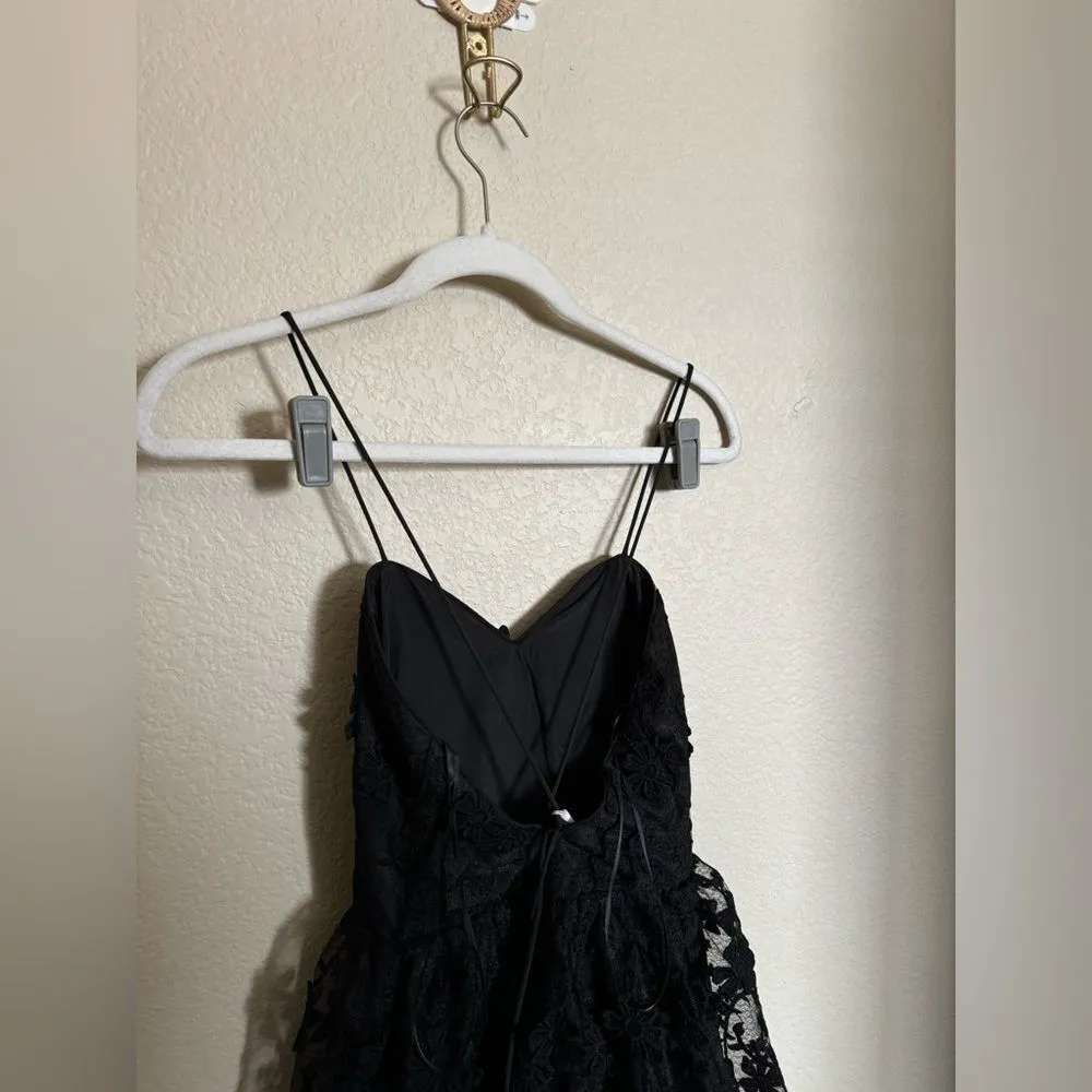 Endless Rose Crochet Layered Midi Dress‎ Size XS in All Black NEW Floral Lace - Image 5