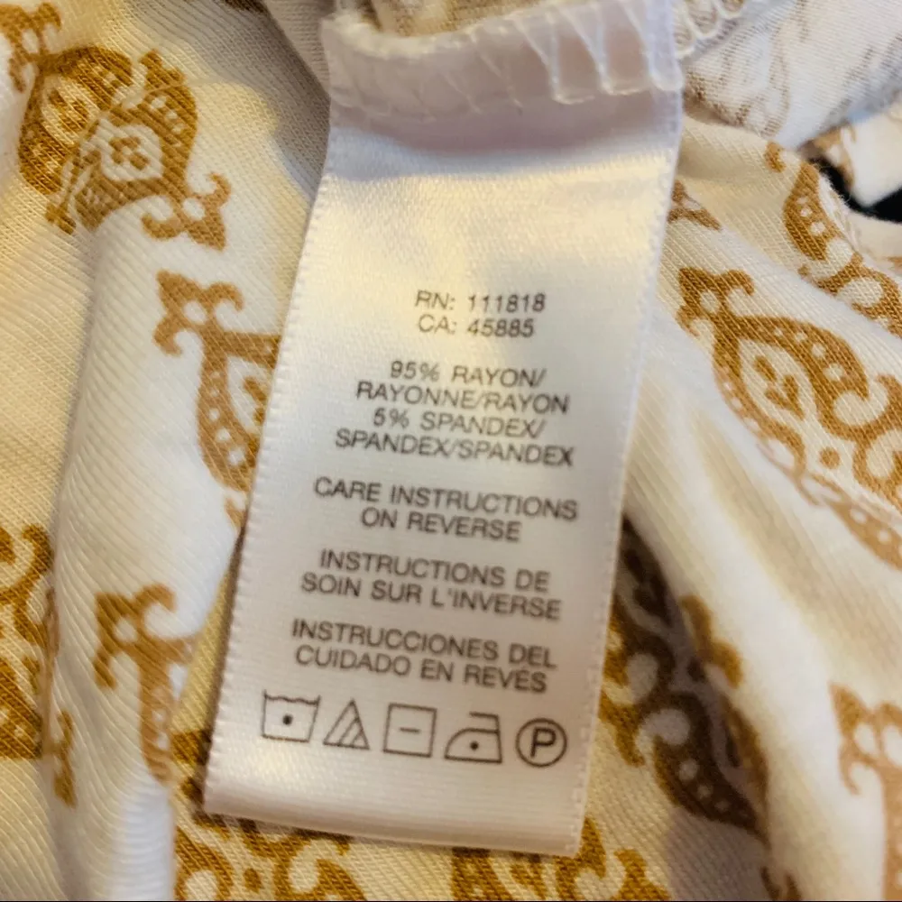 Michael Kors Gold & Cream Boho Pattern Long Sleeve Blouse Top Size Small - Image 12