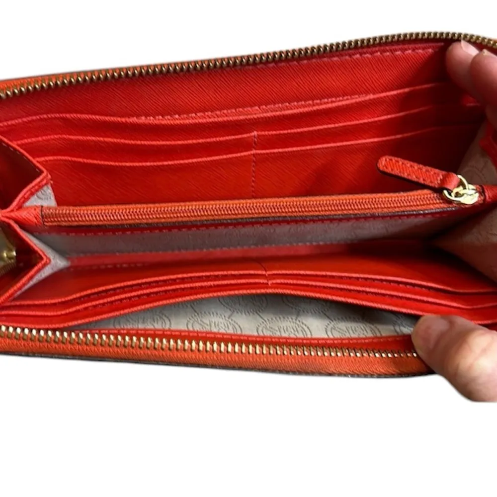 Michael Kors Red Safiano Leather Zip Around Continental Wallet - Image 3