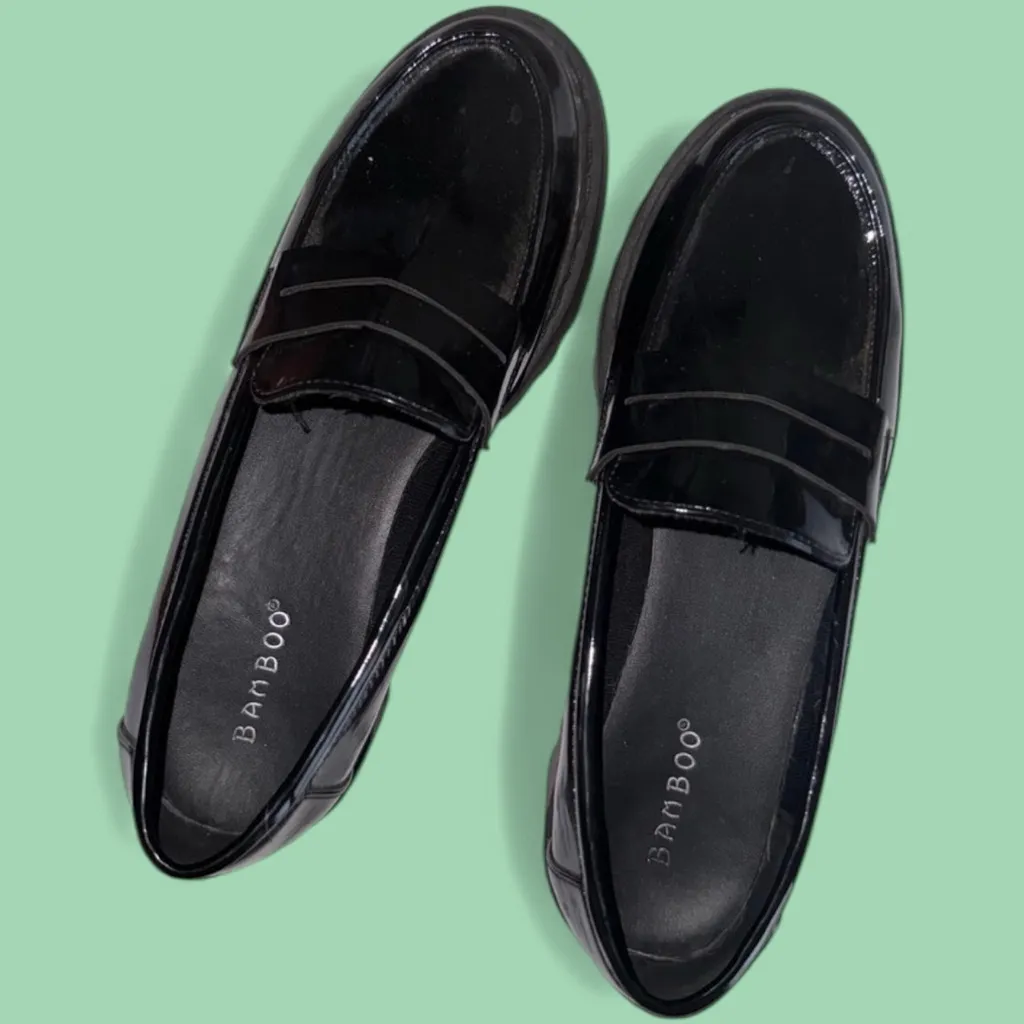 NWT Bamboo Women’s Penny Loafers Black Platform Size 9 Color: Black - Image 5