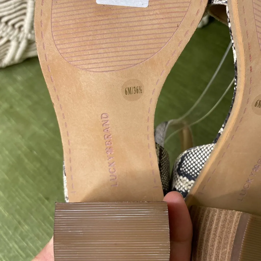 Lucky Brand Loklin Heeled Sandal Size 6 Snake Print Ankle Strap Chunky Heel New - Image 9