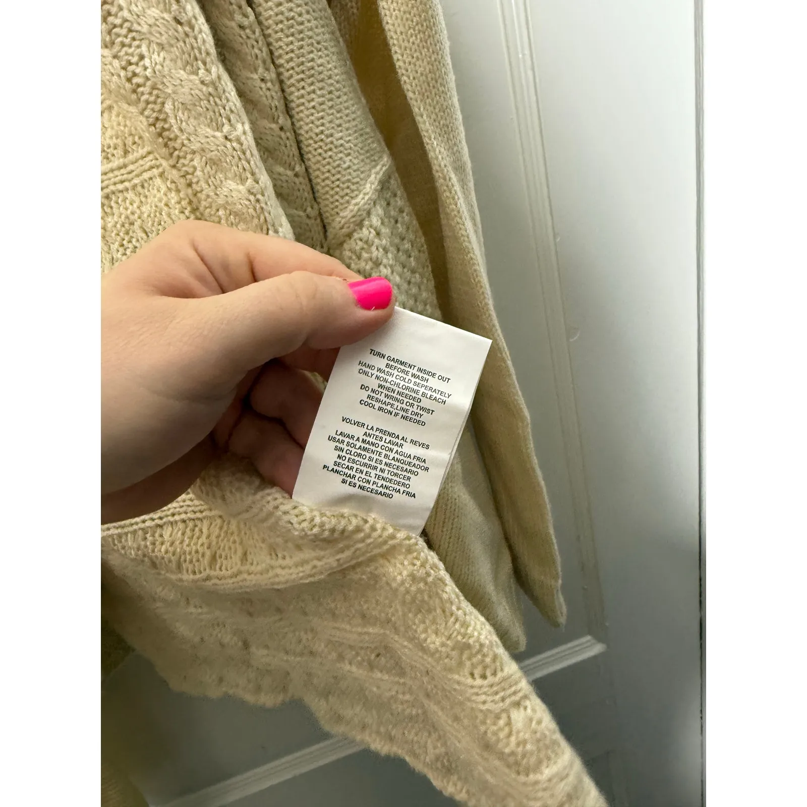 Altar'd State Cream Chunky Cable Knit Grandpa Cardigan Sweater Women's Small - Image 3