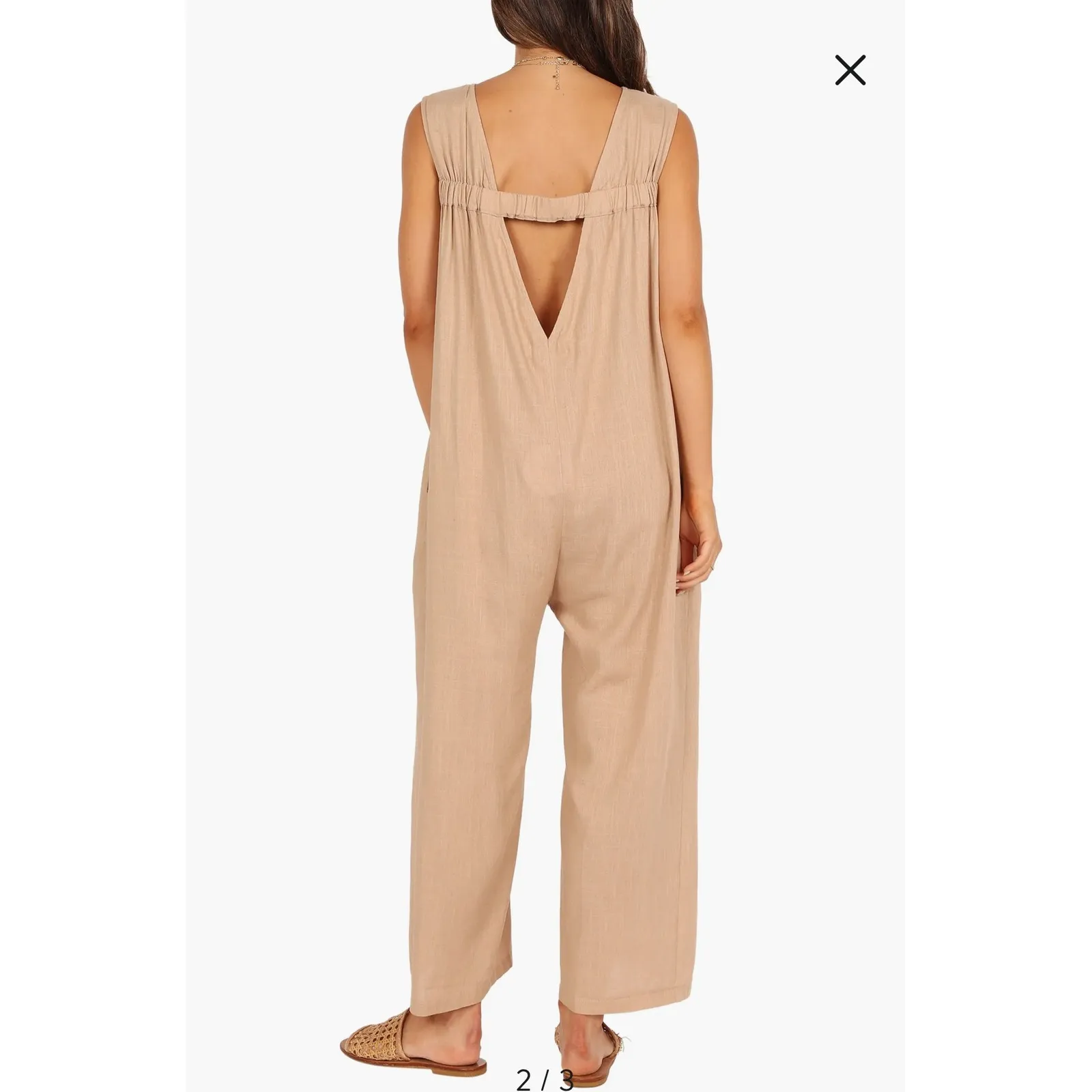 NEW NWT Petal & Pup Yardlee Jumpsuit Mocha Linen Blend‎ Wide Leg Sleeveless US 6 - Image 2