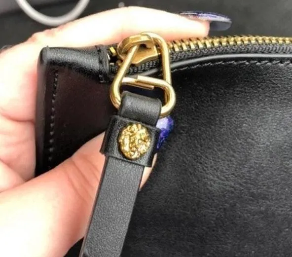 NWOT Authentic  black and gold zipper envelope style clutch pouch Purse - Image 5