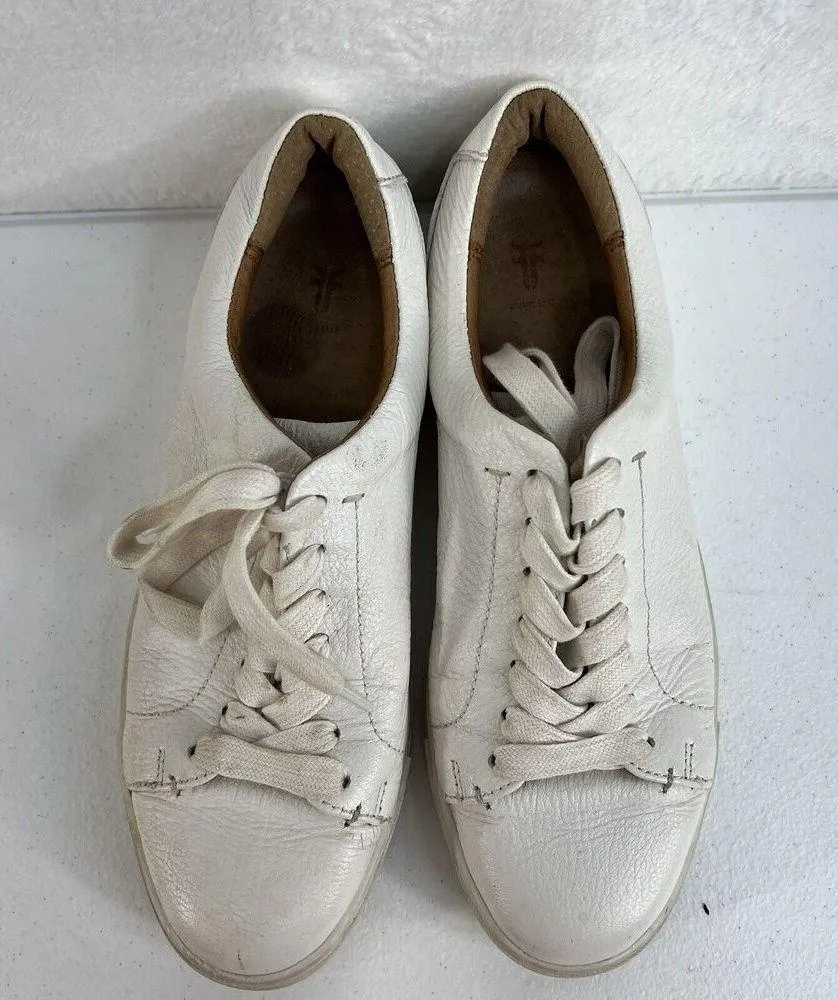 Frye Size 7.5 Sneaker Ivy Low Lace Up White Leather Fashion Women’s Comfort Shoe - Image 5