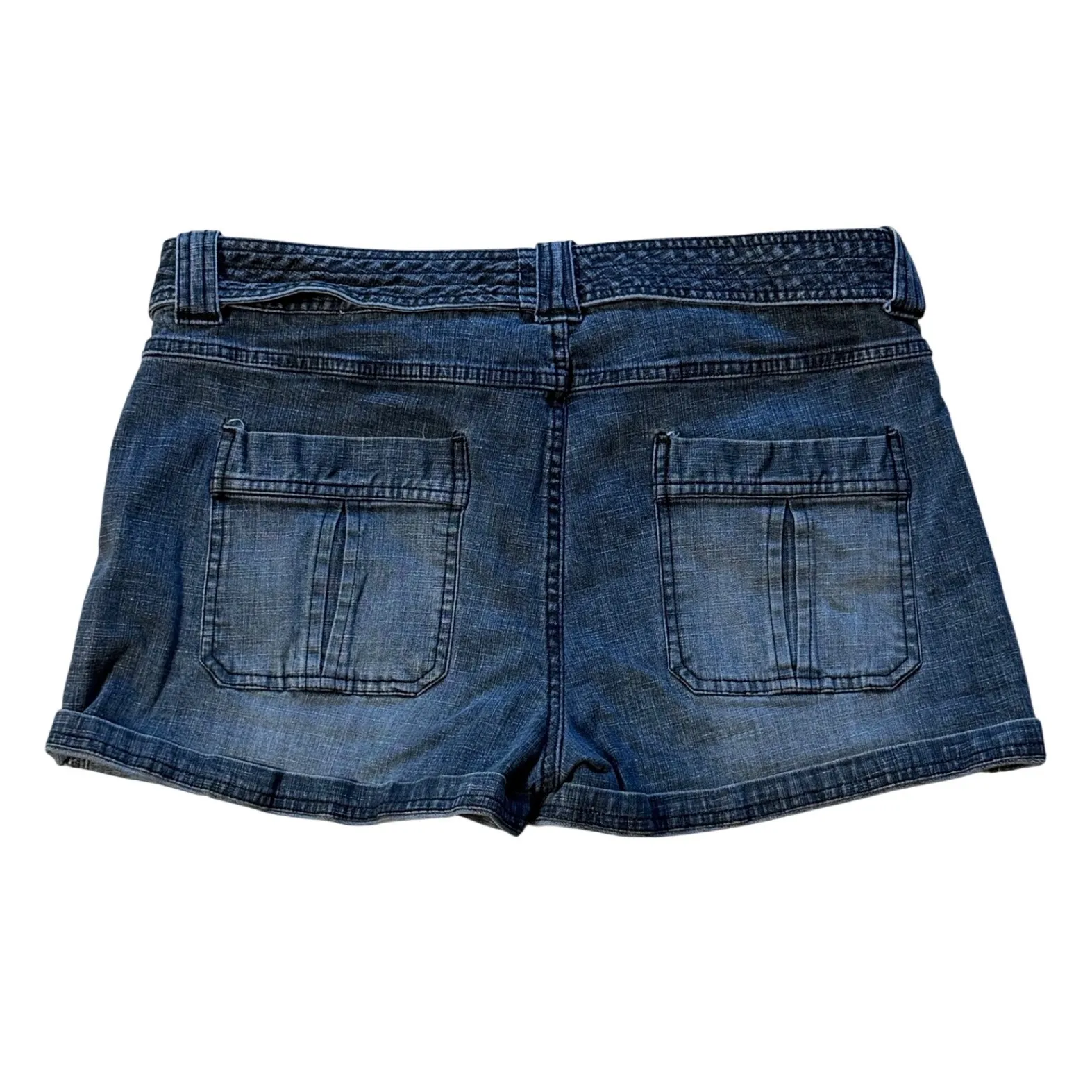 Route 66 Denim Jean Shorts Women's Belted Blue Juniors Size 14 Cute Summer Hot - Image 2