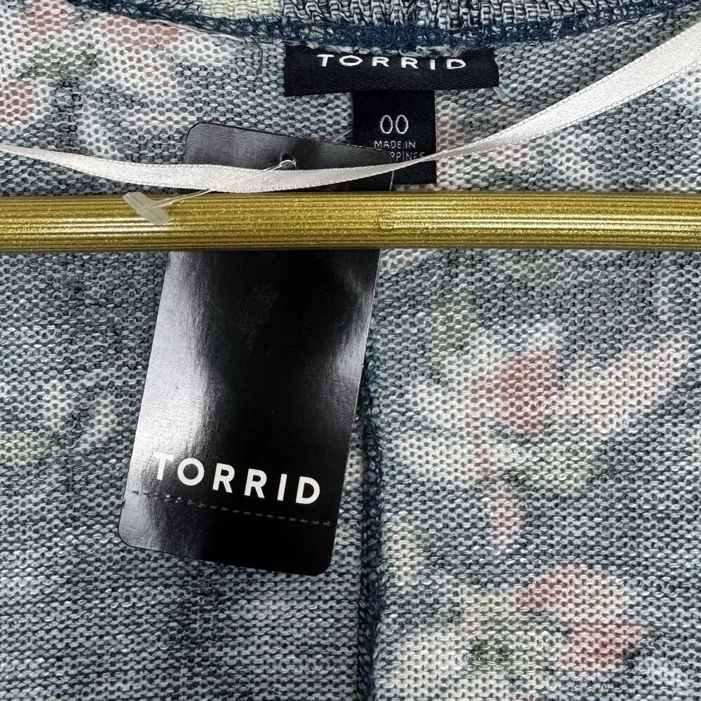 Torrid Floral Kimono Duster Open Cardigan Size M/L 00 Hi Low Coverup Boho Hippie - Image 3