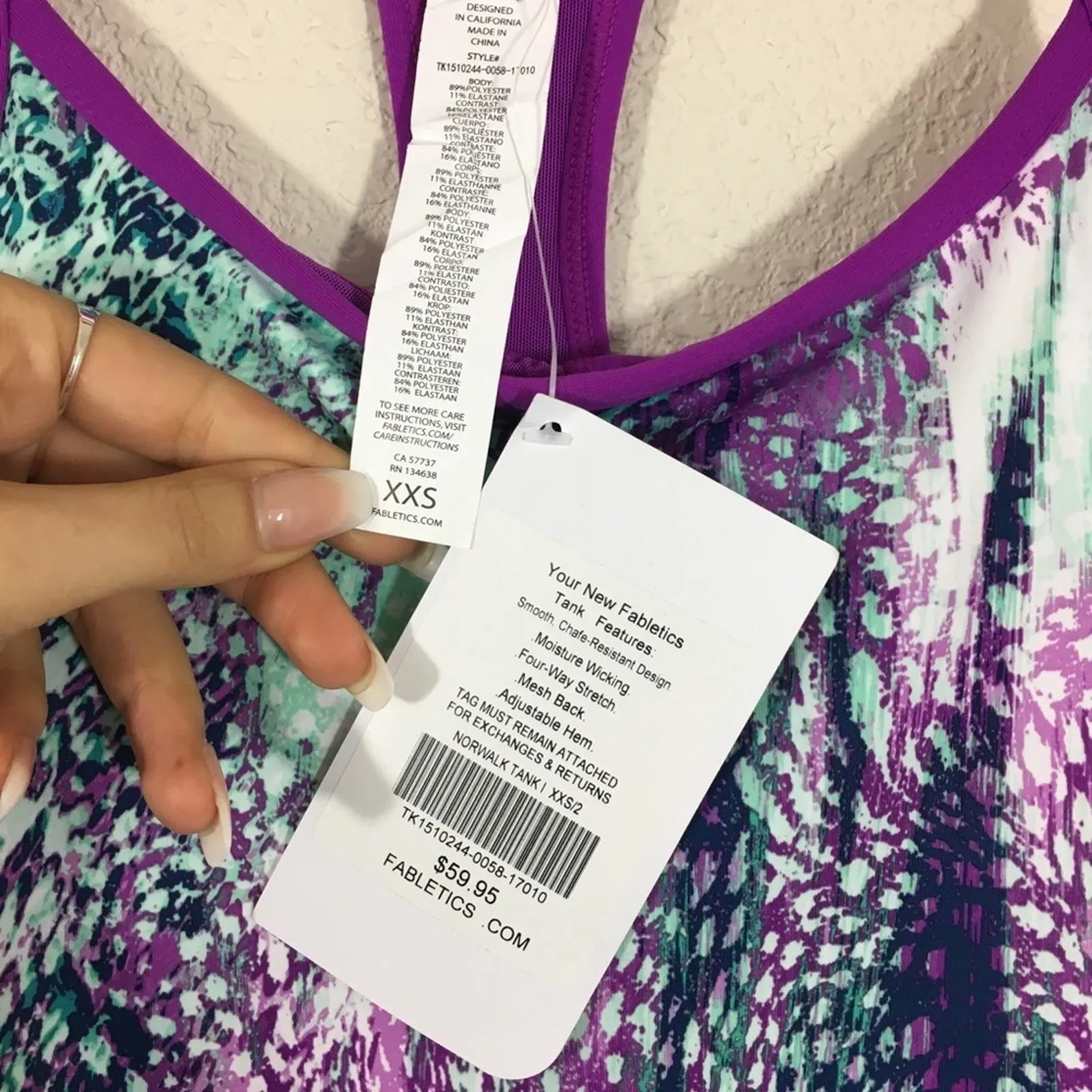 NWT Fabletics Norwalk purple tank top with bra - Image 4