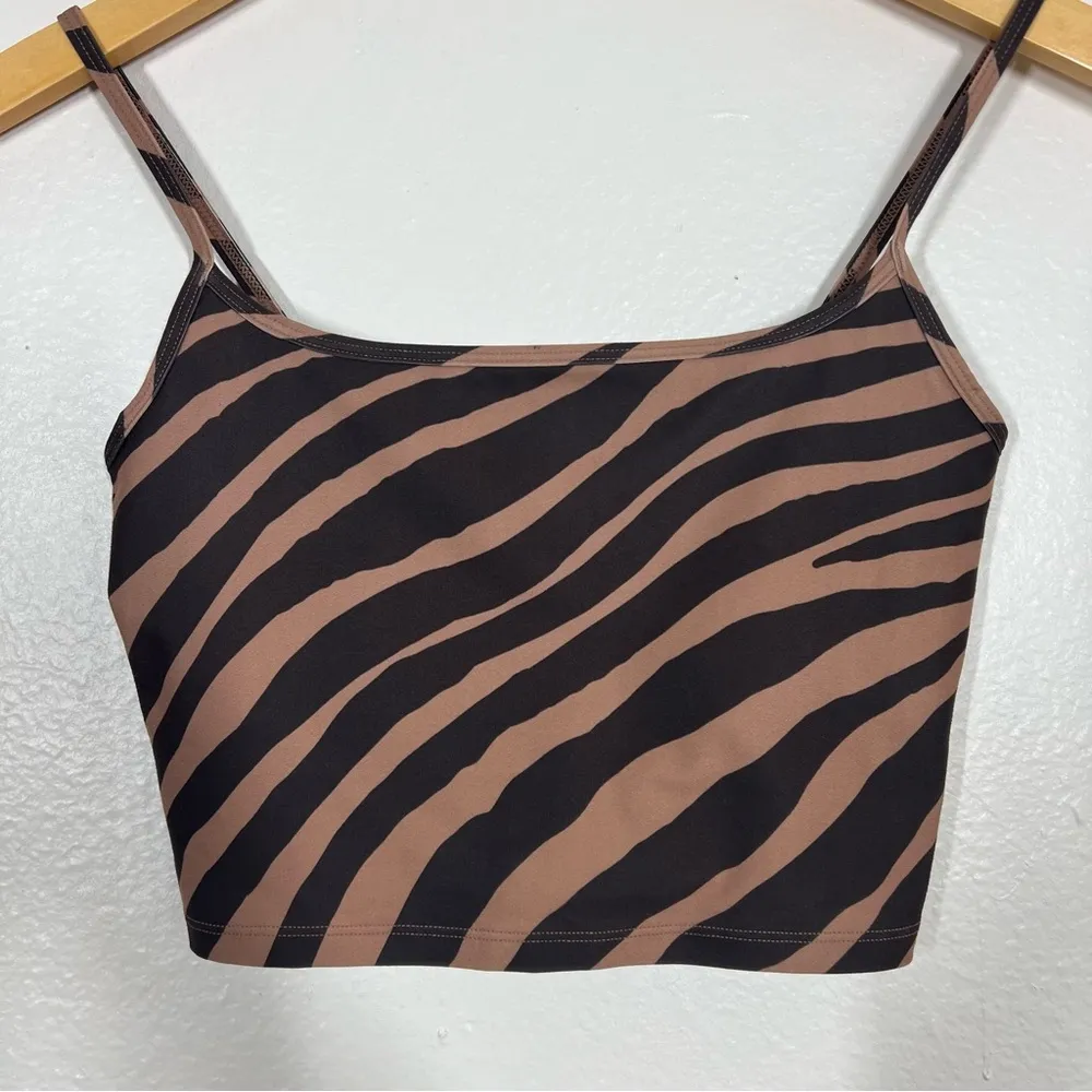 Summersalt Tan Modern Zebra Toffee & Sea Urchin The Midi Sports Bra Tank Top - Image 5