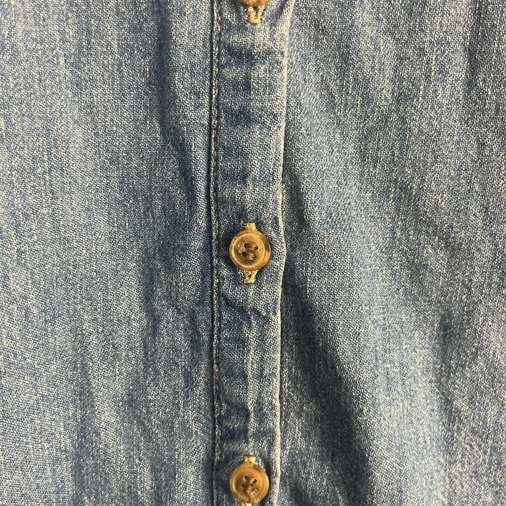 Banana republic THE PERFECT COTTON-HEMP SHIRT in medium wash size XS - Image 6