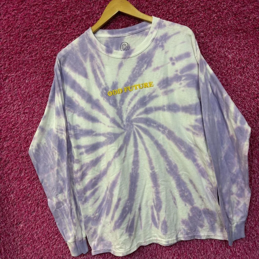 Oddfuture embroidered long sleeve tie dye rap Tshirt size large - Image 3