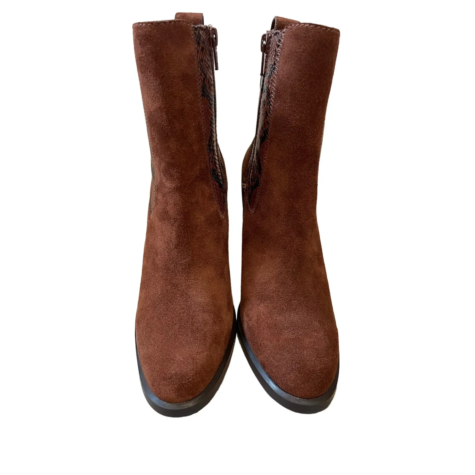 See by Chloé Women’s 38 / 7.5 Brown Suede Snakeskin Ankle Boots Block Heel - Image 3