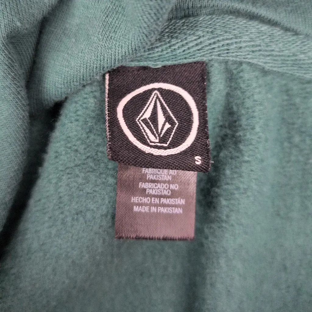 Volcom Green Hooded Sweatshirt Small - Image 3