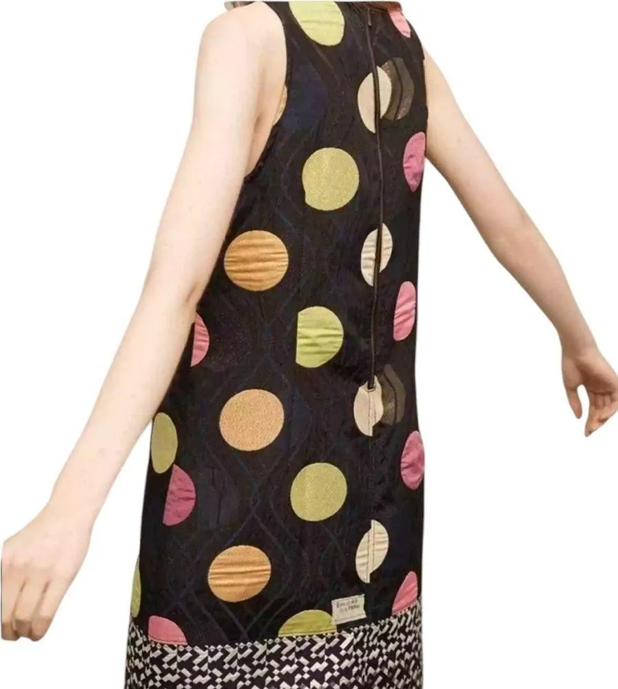 Anthropologie Maeve Tilde Metallic Polka Dot Mini Dress Navy Size S - Image 2