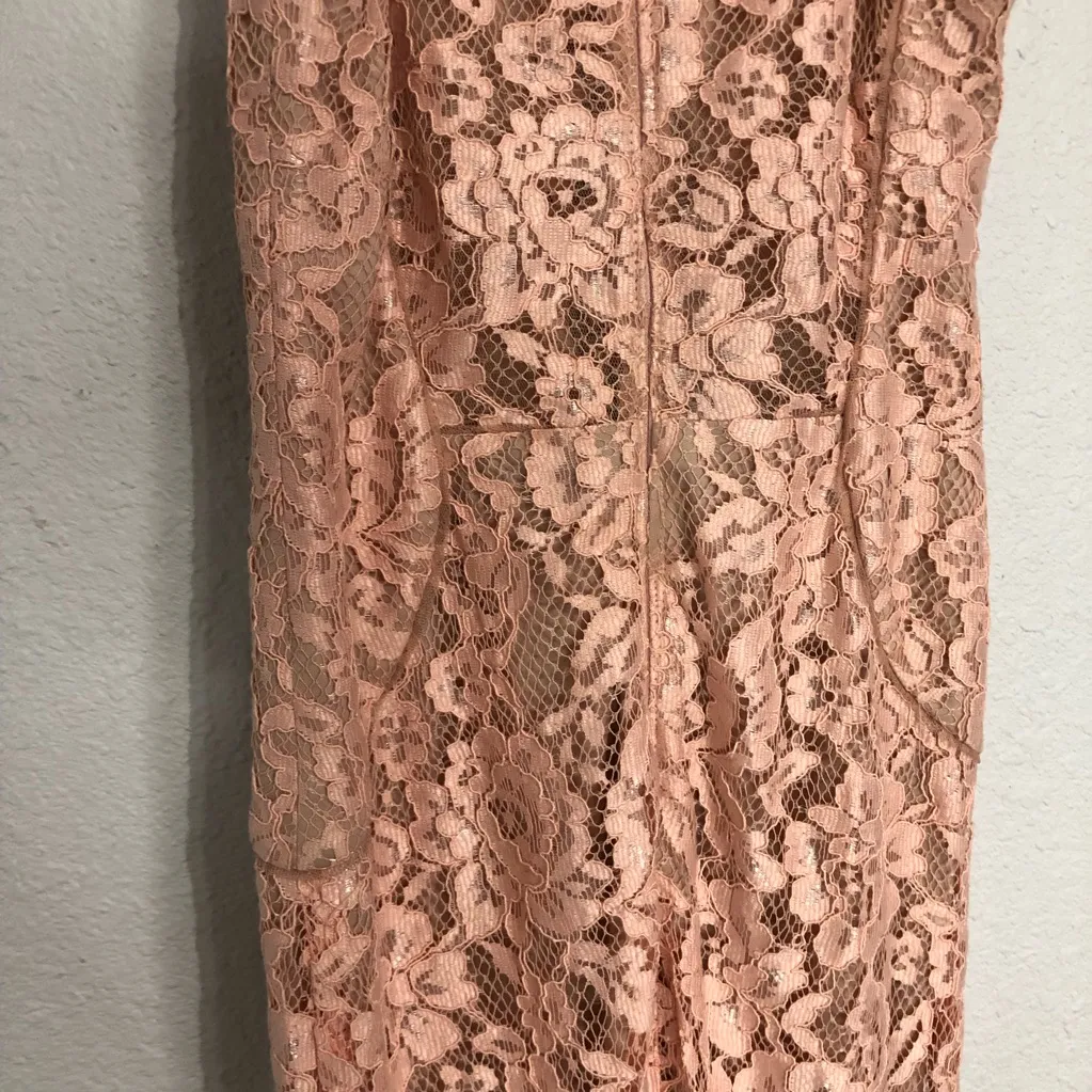 Avery G Blush Floral Lace Mermaid Formal Dress Size 2 Pink - Image 7