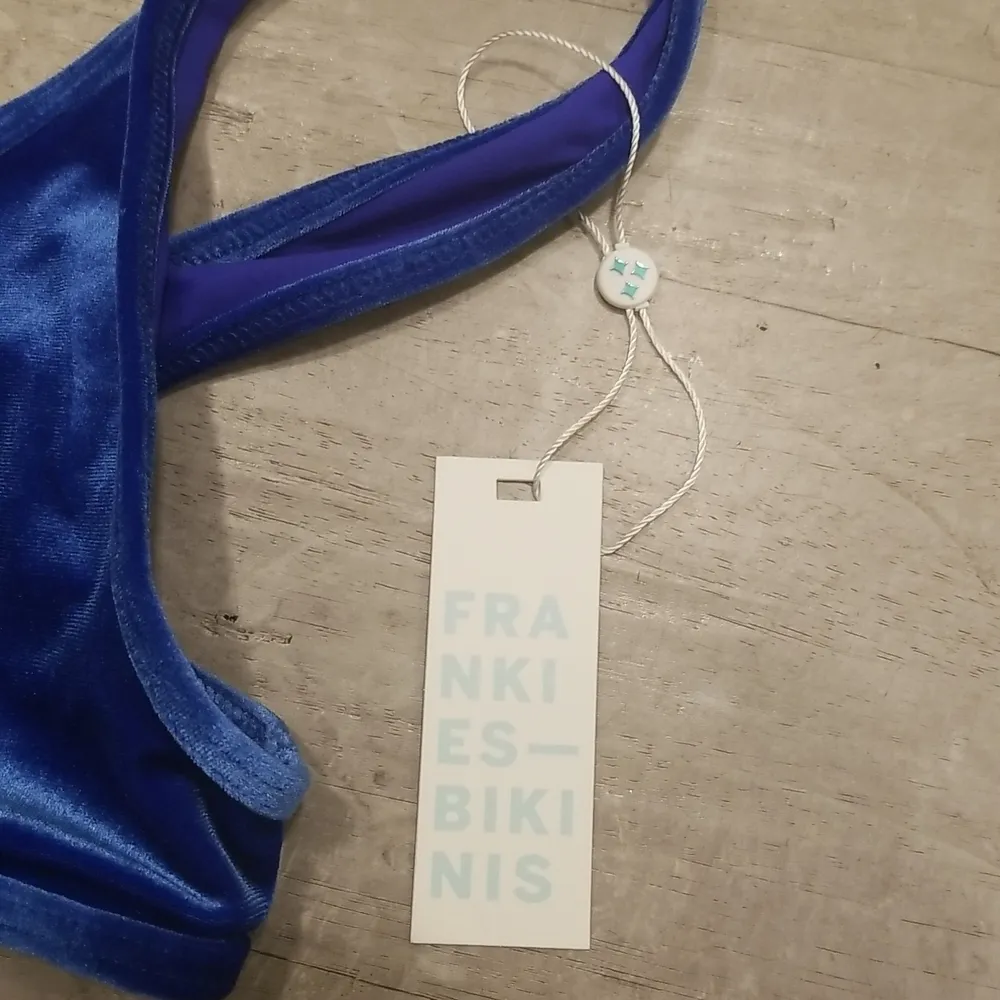 💕FRANKIE'S💕 Cole Velvet Bikini (Scoop Top + Cheeky Bottom) Pacific Blue L NWT - Image 9