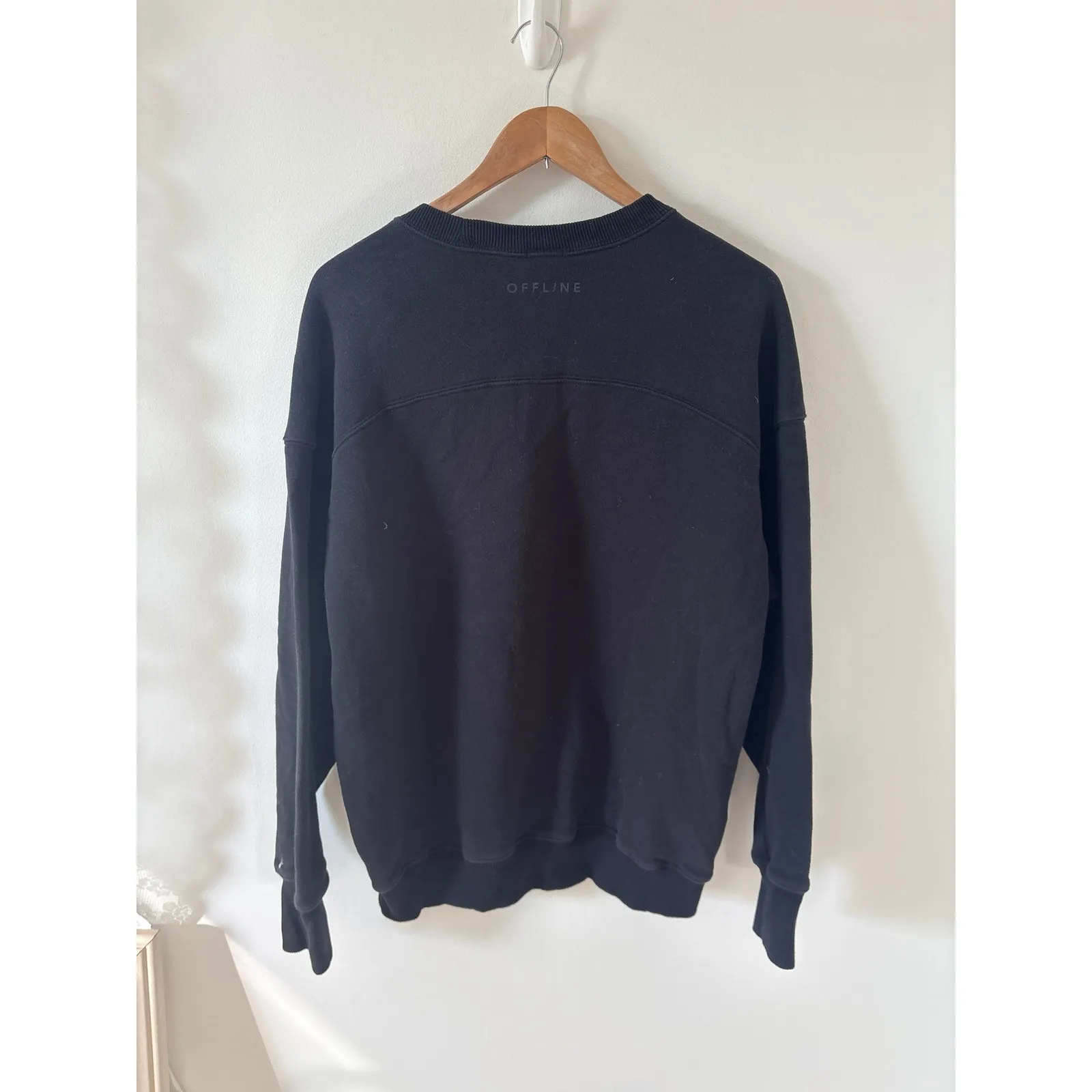 OFFLINE by Aerie Black Crewneck Sweatshirt Pullover Casual Comfort Size S - Image 3