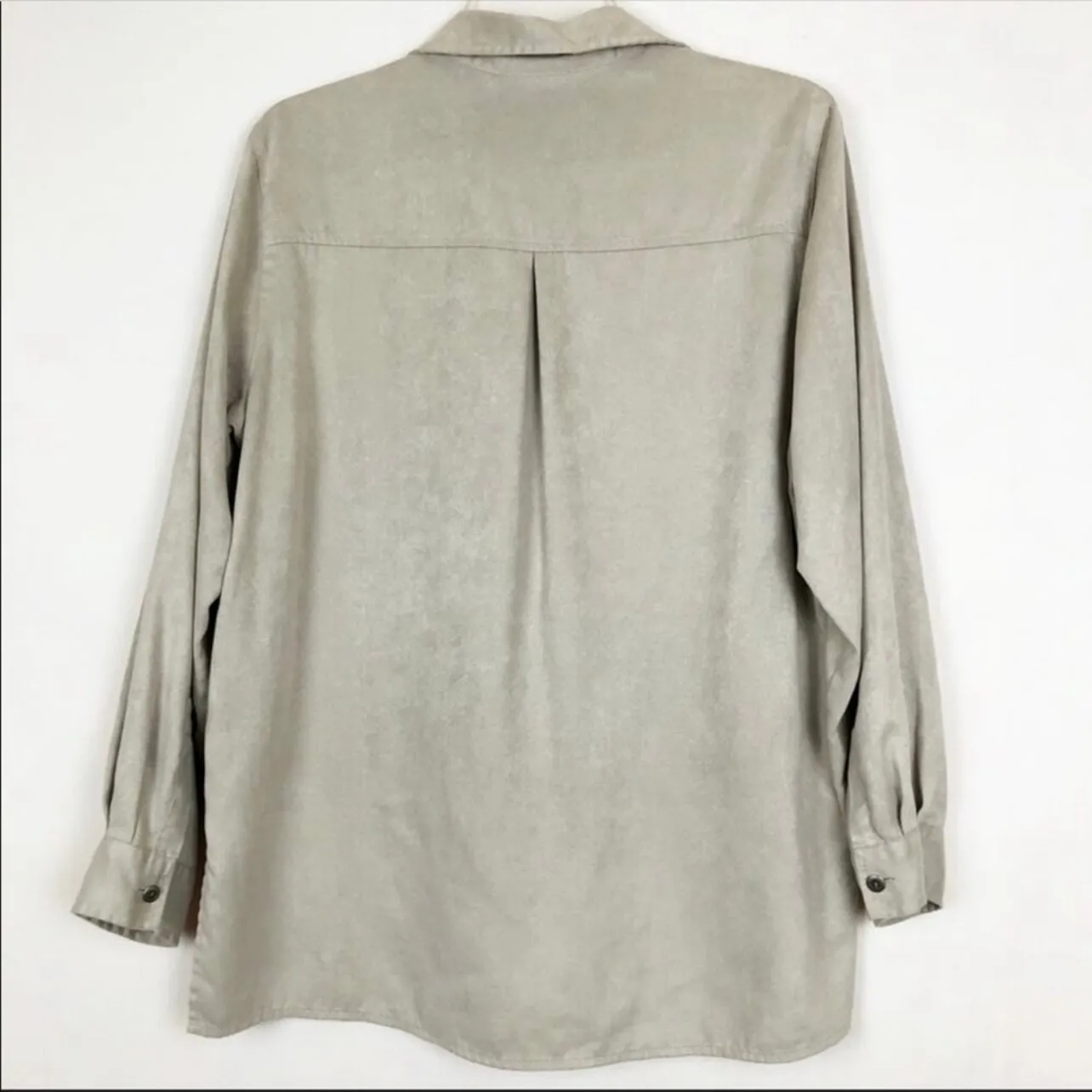 Vintage Chico's Faux Suede Shirt Shacket Womens Medium Pockets Oversized Relaxed - Image 3