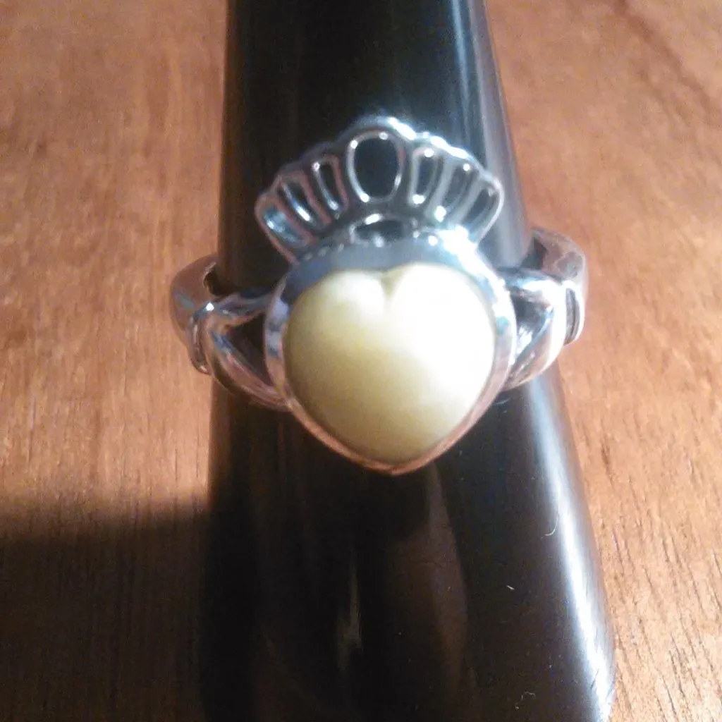 Connemara Marble Claddagh Sterling Silver Ring (Size 7) - Image 13