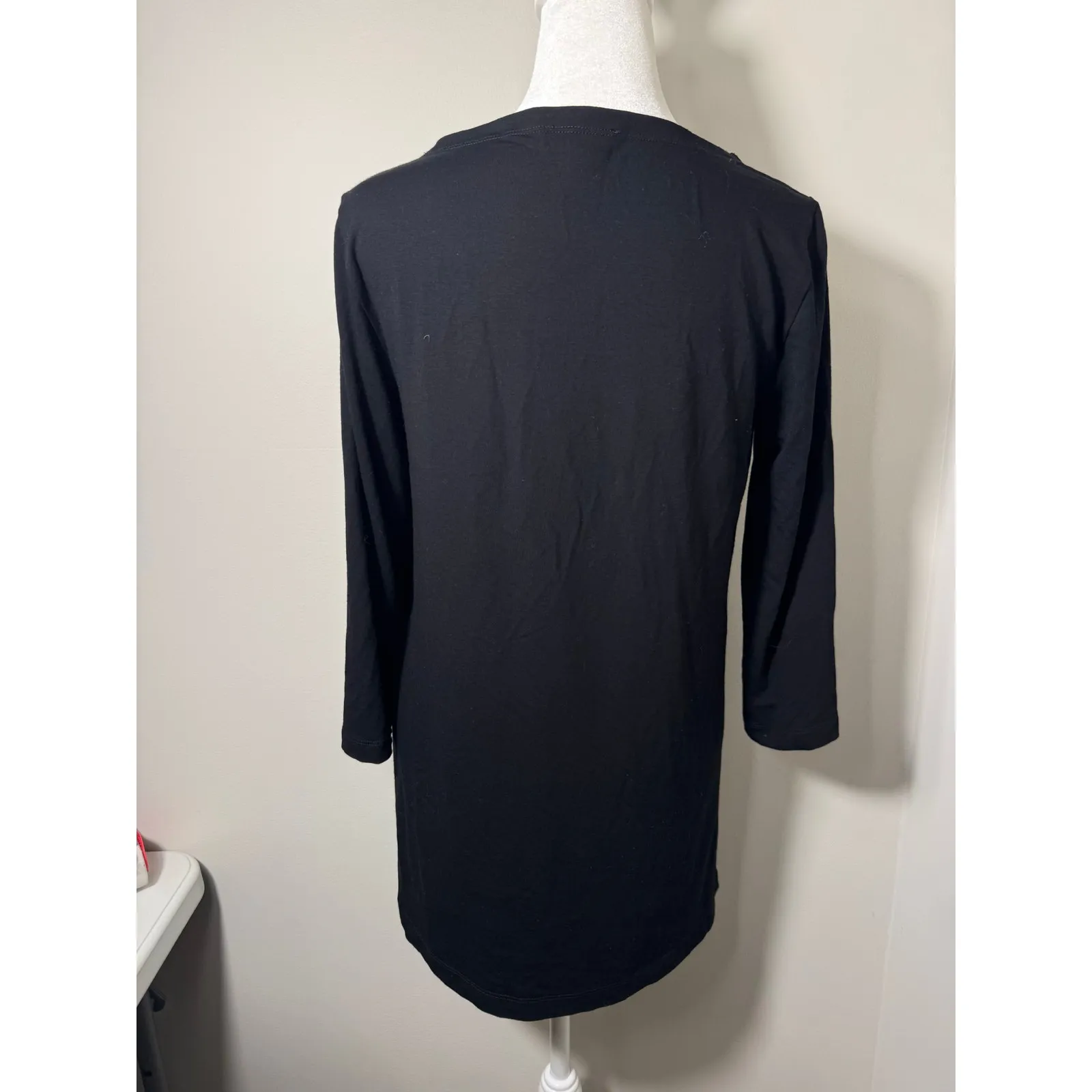 Eileen Fisher Black 3/4 Sleeve Side-Slit Top Size PP/PTP - Image 3