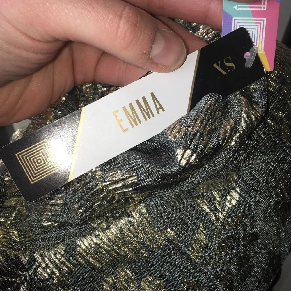 Lularoe Elegant Emma metallic gold ruffled blouse - Image 2