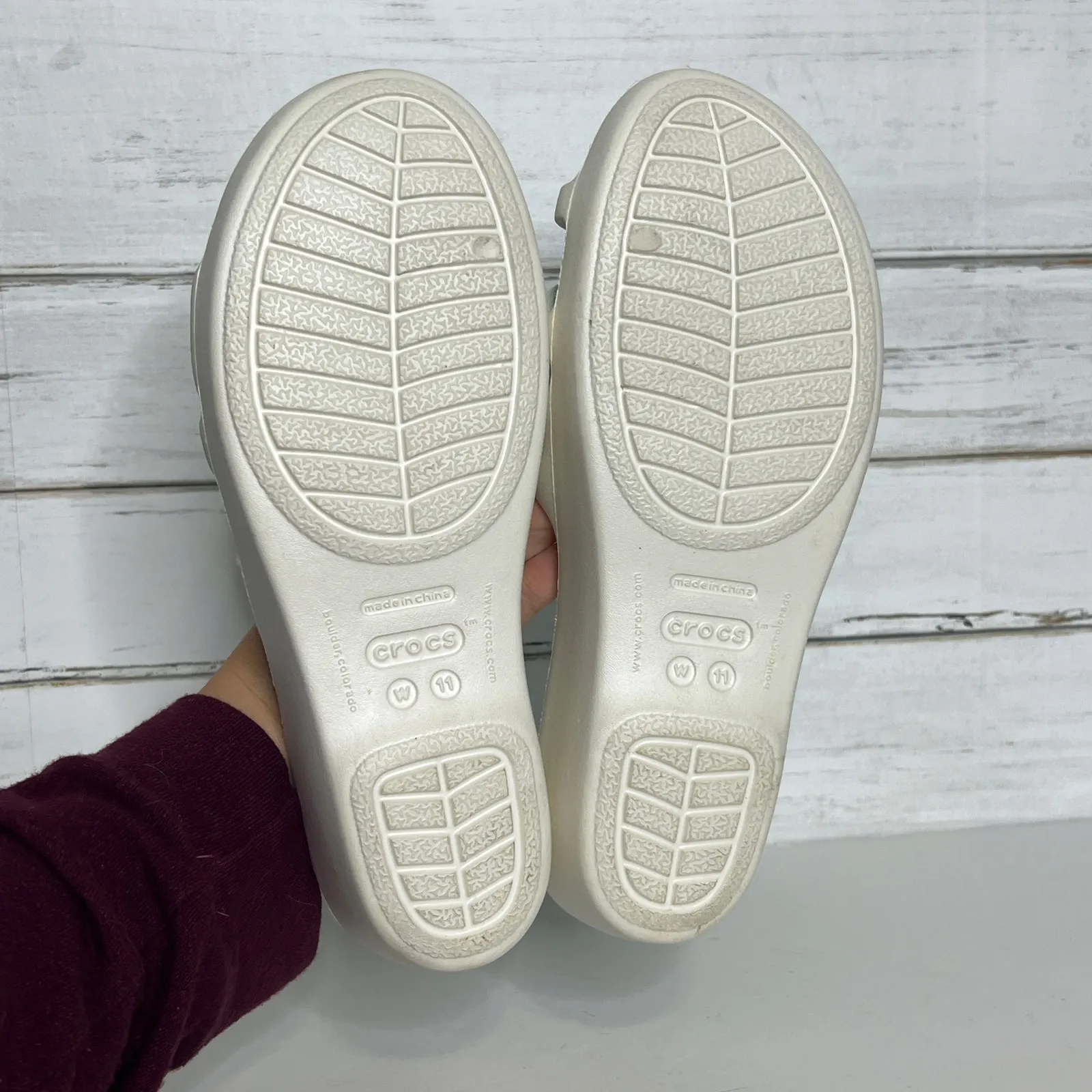 Crocs Rhonda Wedge Sandals White Shoe Size 11 - Image 6