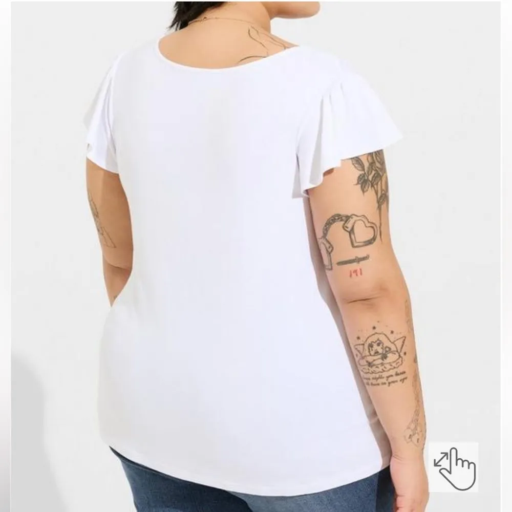 Torrid Super Soft V-neck lace pleated flowy sleeve stretch butter comfy T-shirt - Image 3