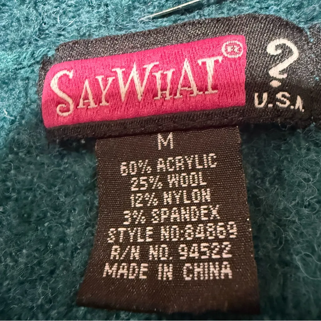 Say What? Teal V-Neck Sweater - Image 7