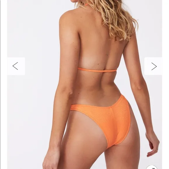 Cotton On refined high side brazilian bikini bottom sunshine orange XL new - Image 2