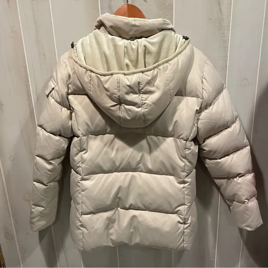 Vintage 90’s creamy coffee Liz Claiborne down puffer jacket fleece lined hood - Image 8