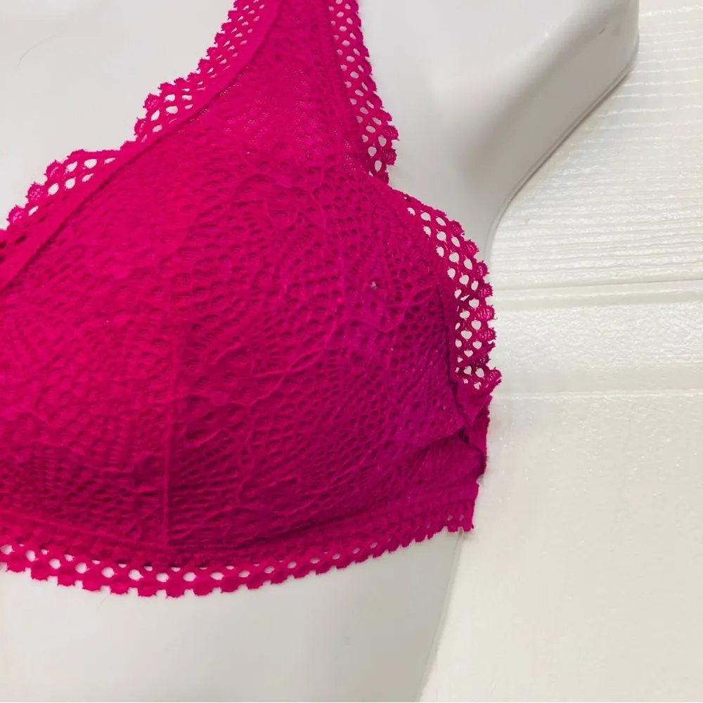 Victoria's Secret Pink Lace Bralette Bra Lightly Lined Wireless‎ Racerback Small - Image 3