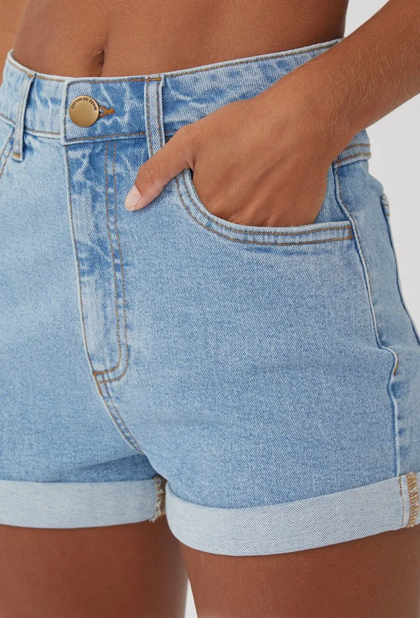 Cotton On High Waisted Denim Shorts - Image 3