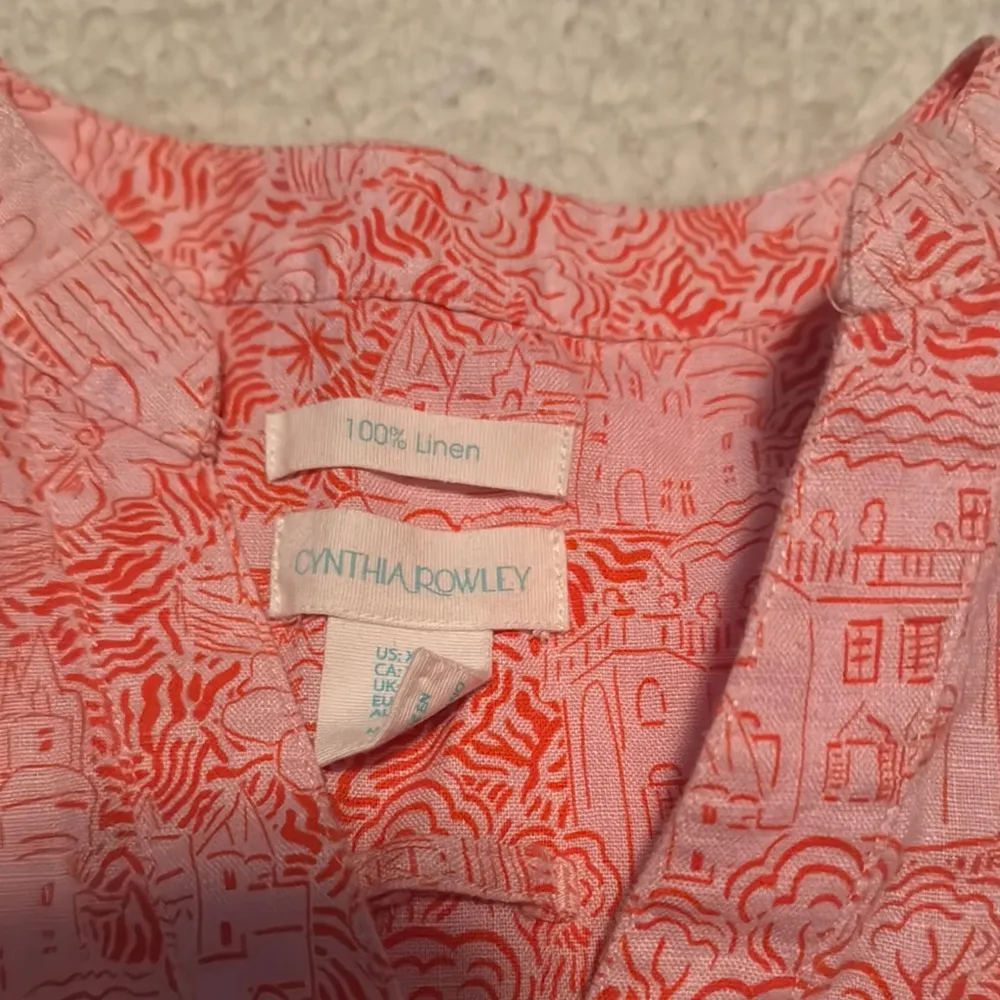 Cynthia Rowley Pink V-Neck Sleeveless 100% Linen Sundress - Image 2