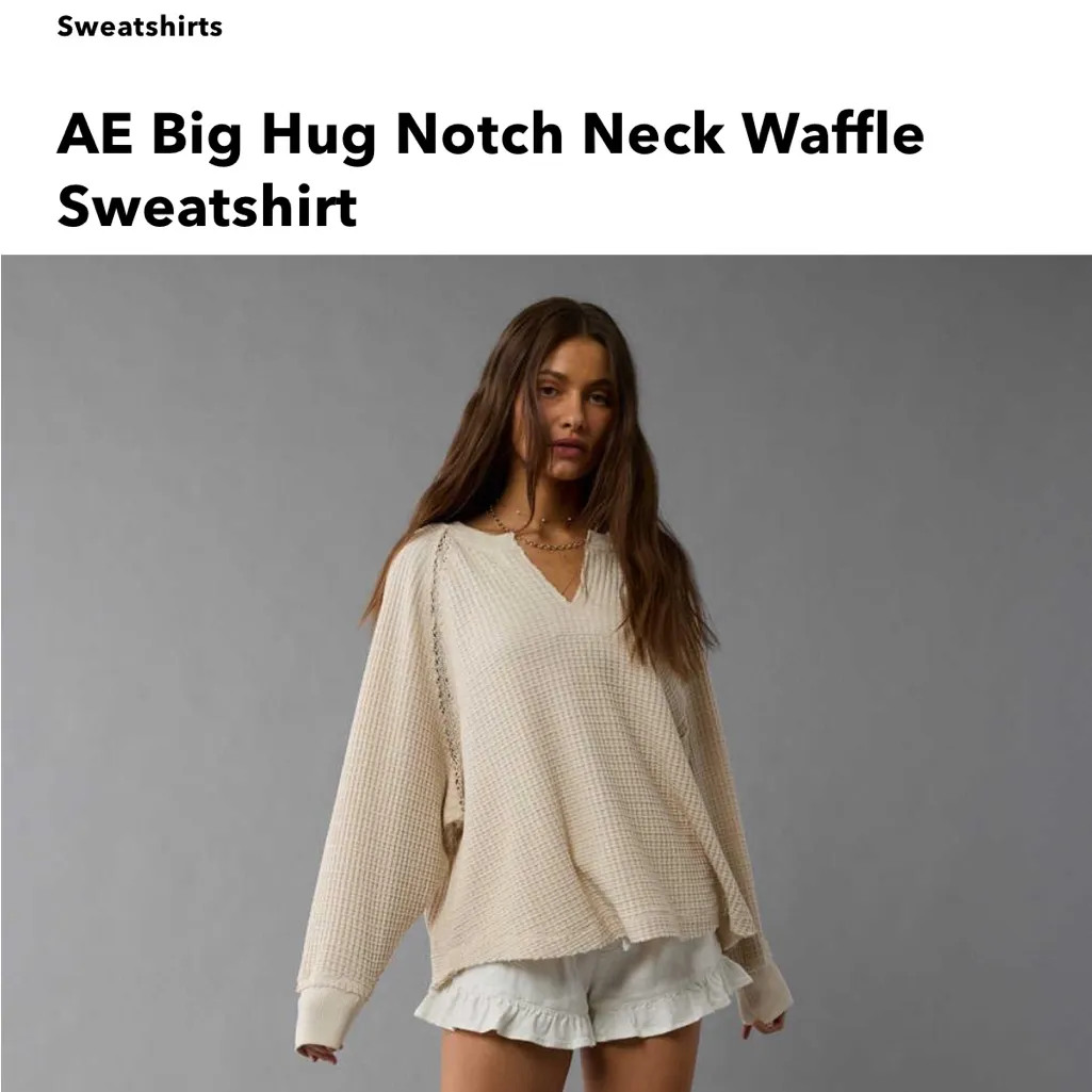 American Eagle Big Hug waffle knit notch neck oversized top sweatshirt M - Image 10
