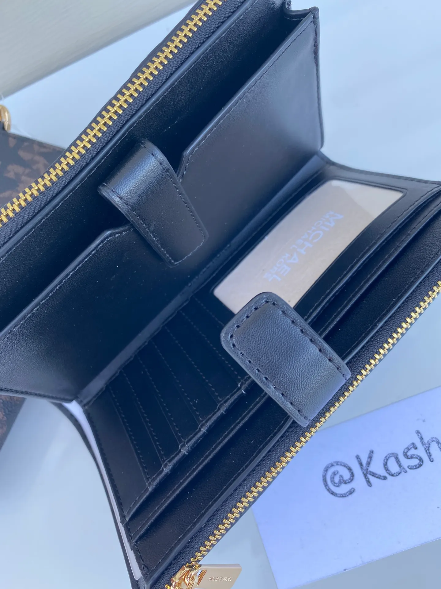 MK Double Zip Phone Wristlet Wallet - Black Multi - Image 6