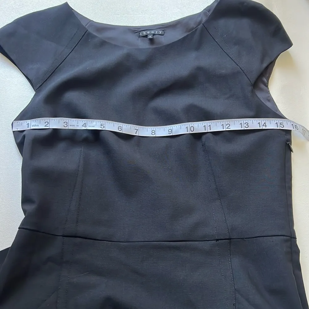 Theory Cap Sleeve A-Line Black Dress - Image 5