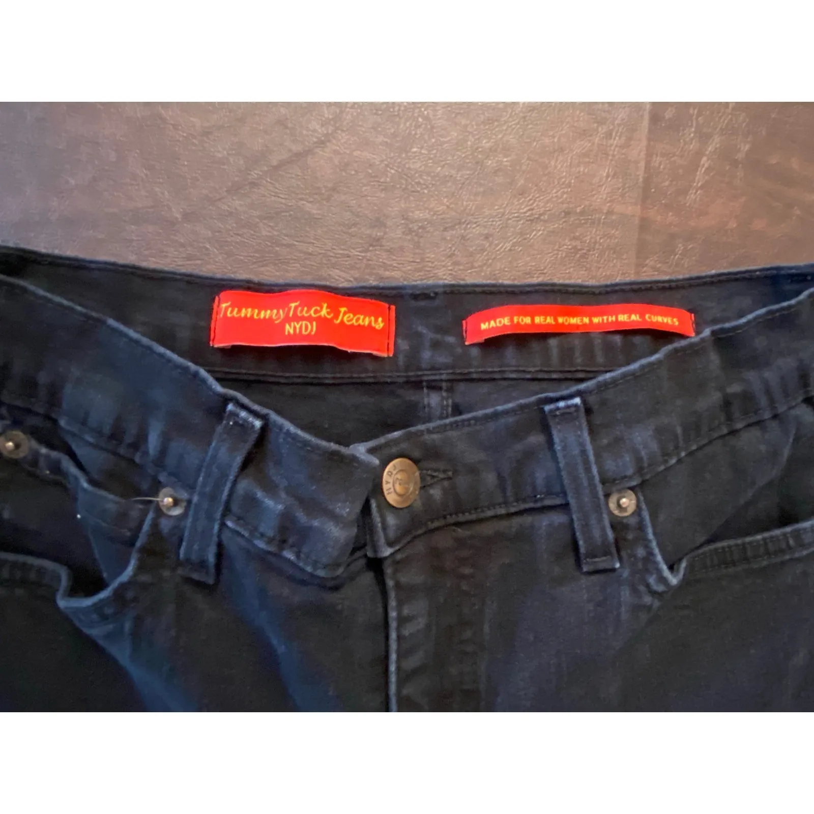 NYDJ Tummy Tuck Jeans Black Stretch Straight Leg Women’s Size 6 Made USA - Image 3