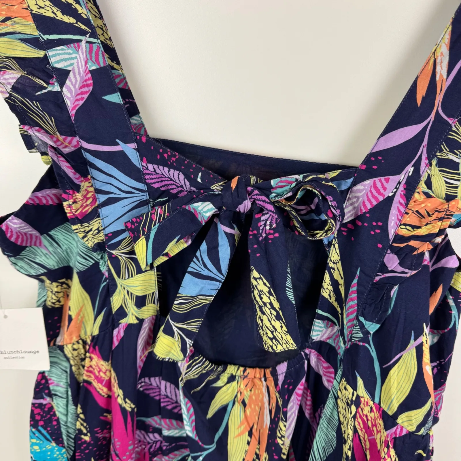 NWT Beach Lunch Lounge Alicia Tie Back Midi Dress XXL Multicolor Tropical Resort Blue - Image 3