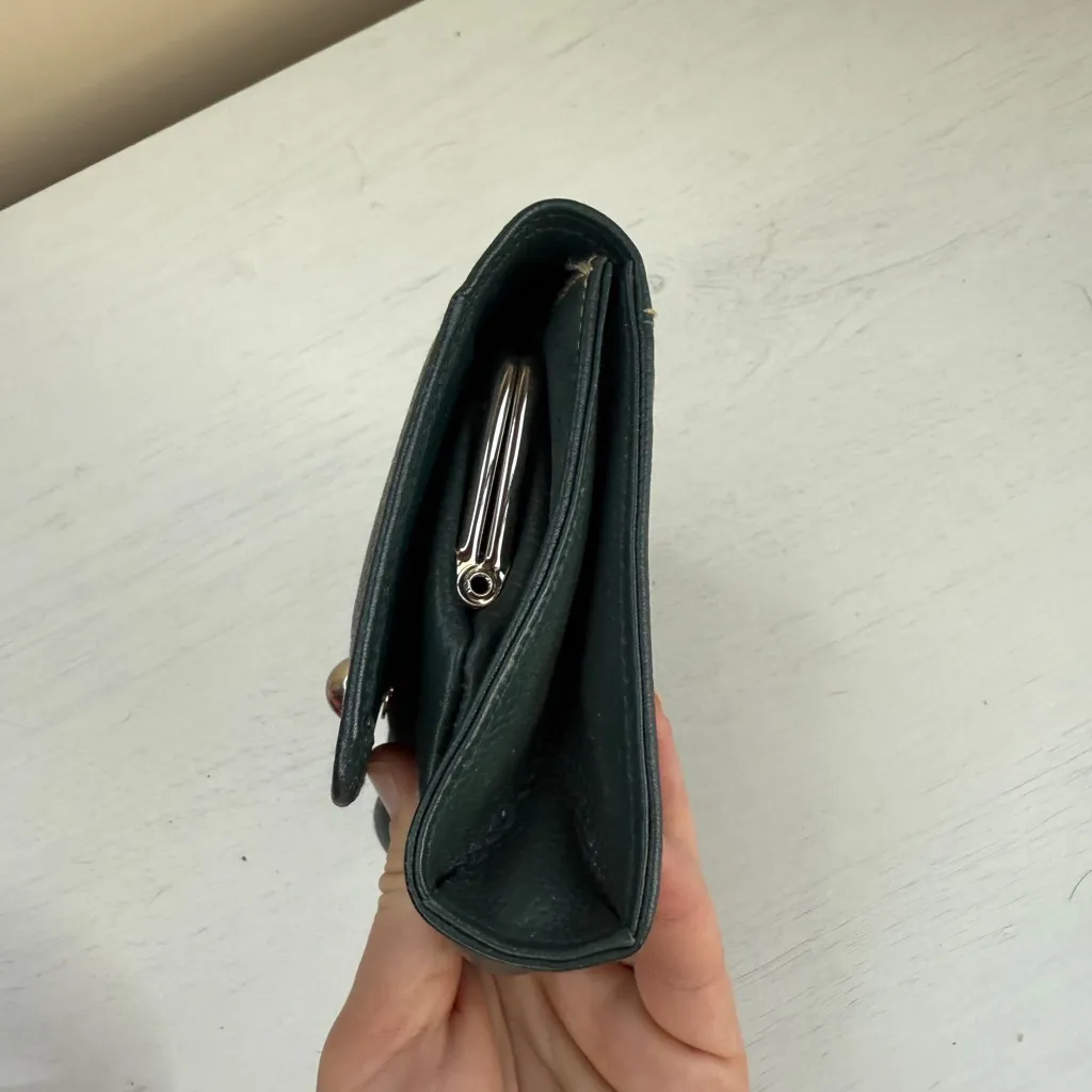 Buxton Green Westcott Trifold Wallet Pebble Leather Organizer with Snap Closure - Image 8