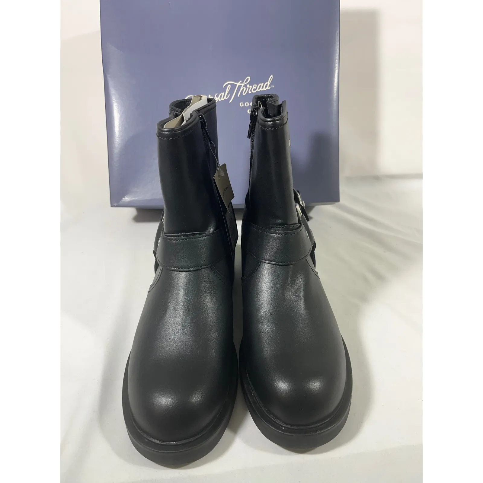 Universal Thread Conner  Faux Leather Buckle Moto Boots Memory Foam Black Sz 9 - Image 2