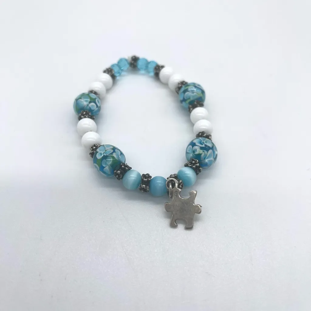 Autism Awareness Blue Agate & mixed semi precious stones w/ 925 Sterling Silver - Image 2