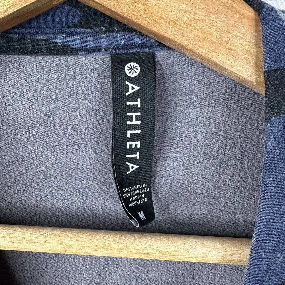 Athleta Womens size Medium Blue Camo Studio to Street Pullover Sweatshirt - Image 7